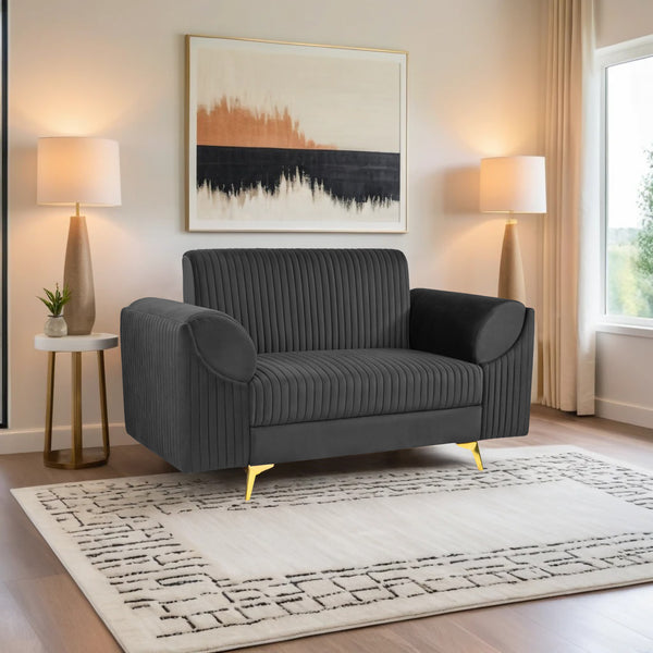 Venice 2 Seater Sofa - ( Plush Suede Fabric - Black )