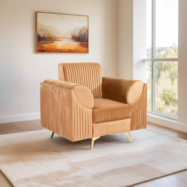 Venice 1 Seater Sofa  - ( Plush Suede Fabric - Beige )