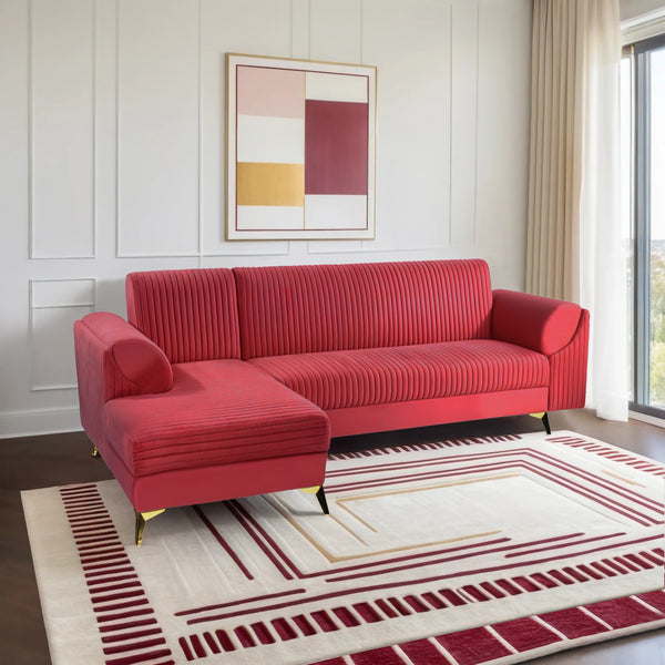 Venice 6 Seater Sofa Left Corner - ( Plush Suede Fabric - Maroon )