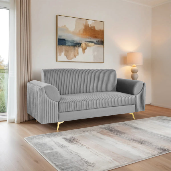 Venice 3 Seater Sofa- ( Plush Suede Fabric- Grey )