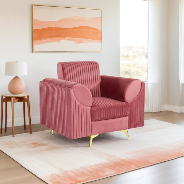 Venice 1 Seater Sofa - ( Plush Suede Fabric- Peach )