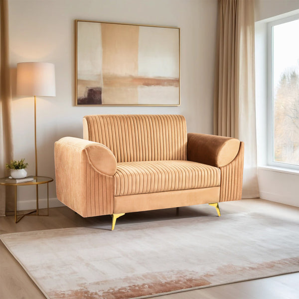 Venice 2 Seater Sofa - ( Plush Suede Fabric - Beige )