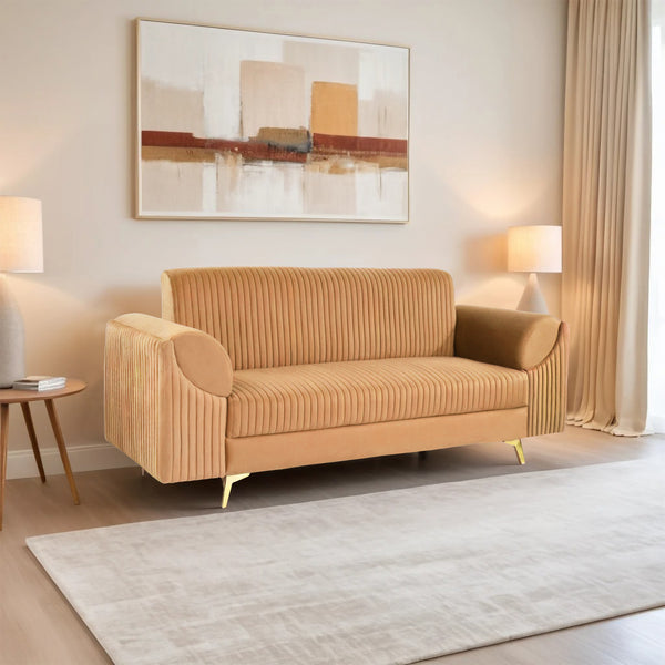 Venice 3 Seater Sofa  - ( Plush Suede Fabric - Beige )