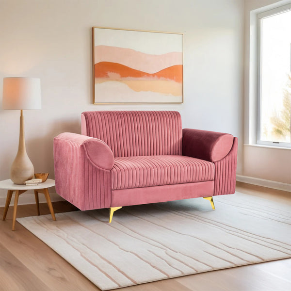 Venice 2 Seater Sofa - ( Plush Suede Fabric - Peach )