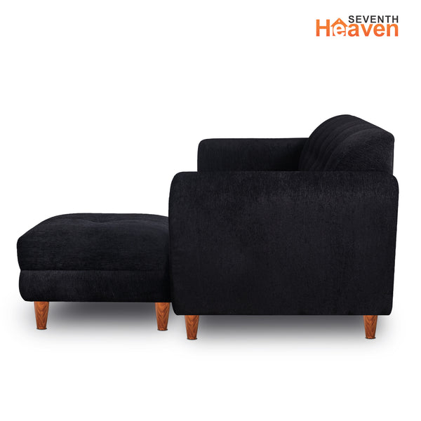 Milan 5 Seater with 2 Ottoman- ( Premium Molfino Fabric- Black )