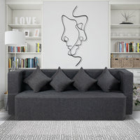dark grey black jute fabric 78x44x14 flipperx sofa bed