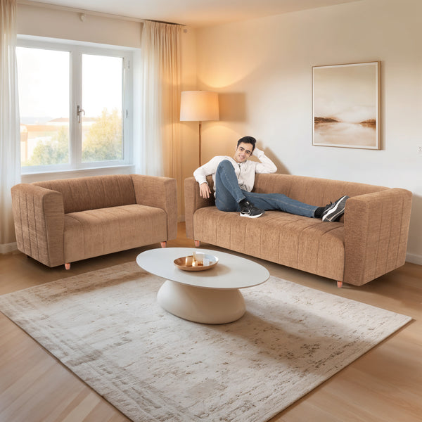 Tokyo 5 Seater Sofa- (3+2) ( Premium Molfino Fabric - Beige)