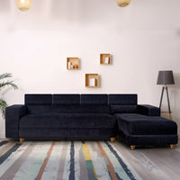 berlin 6 seater sofa extra spacious chenille molfino fabric with 3 years warranty finish color black style right corner sofa