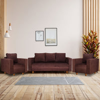 rio 5 seater sofa set chenille molfino fabric finish color brown style 3 1 1