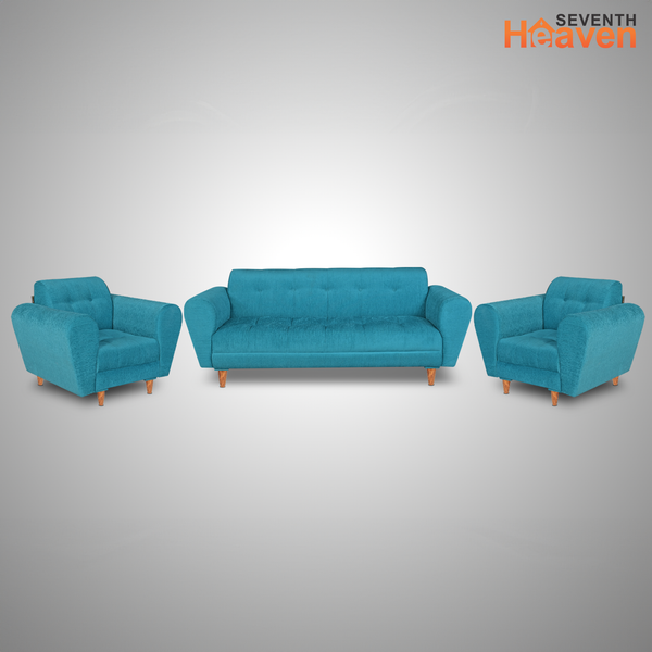 Milan (3+1+1) Seater Sofa - ( Premium Molfino Fabric- Sky Blue )