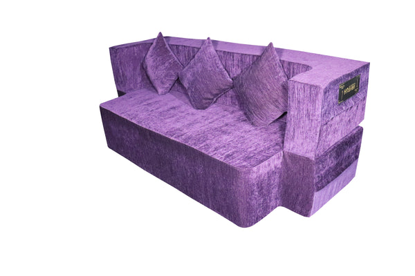 Flipper X Sofa Cum Bed - 3  Seater, Plain Cushion ( Premium Molfino Fabric, Purple)