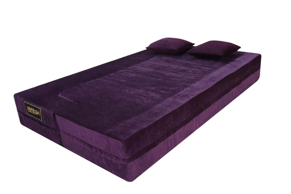 Flipper X Sofa Cum Bed - 3  Seater, Plain Cushion ( Premium Molfino Fabric, Purple )