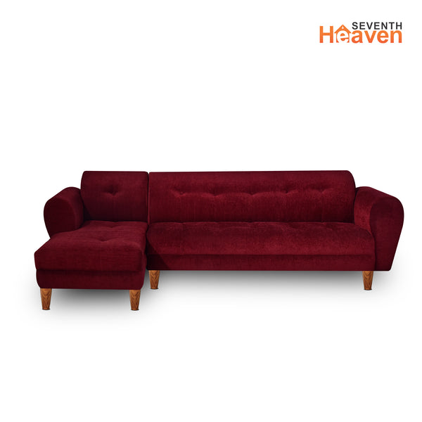 Milan 6 Seater Sofa Left Corner- ( Premium Molfino Fabric- Maroon )