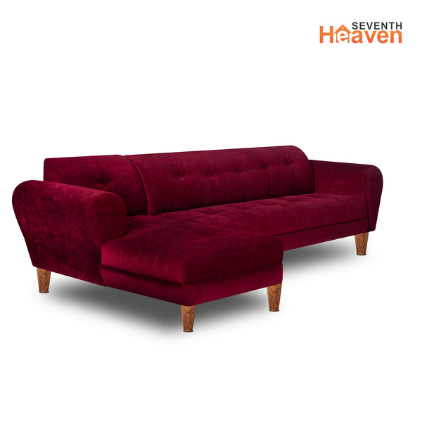 Milan 6 Seater Sofa Left Corner- ( Premium Molfino Fabric- Maroon )