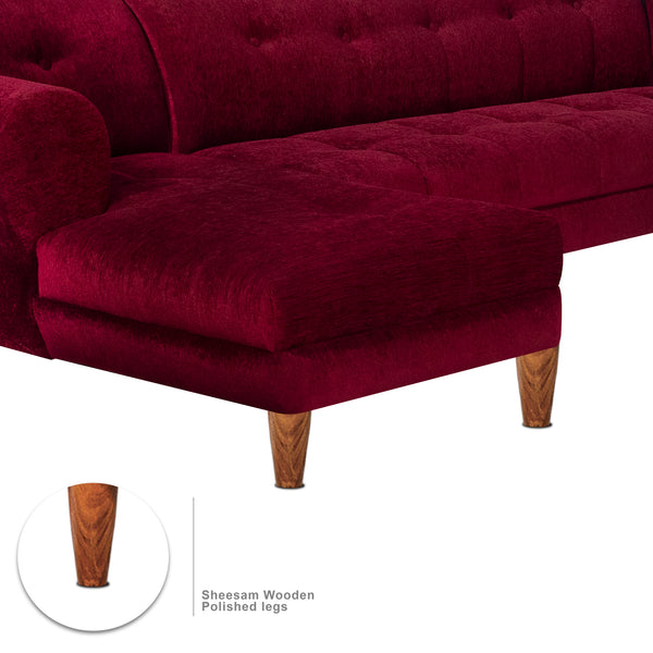 Milan 6 Seater Sofa Left Corner- ( Premium Molfino Fabric- Maroon )
