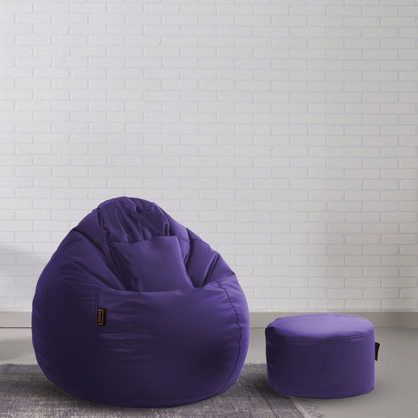 Seventh Heaven 3XL Bean Bag Cover with Footrest & Cushion ( Premium Leatherite - Purple )
