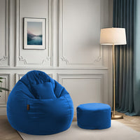 seventh heaven 3xl bean bag cover with footrest cushion premium leatherite royal blue copy