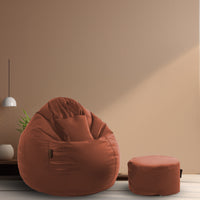seventh heaven 3xl bean bag cover with footrest cushion premium leatherite tan copy