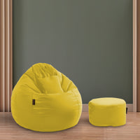 seventh heaven 3xl bean bag cover with footrest cushion premium leatherite yellow copy