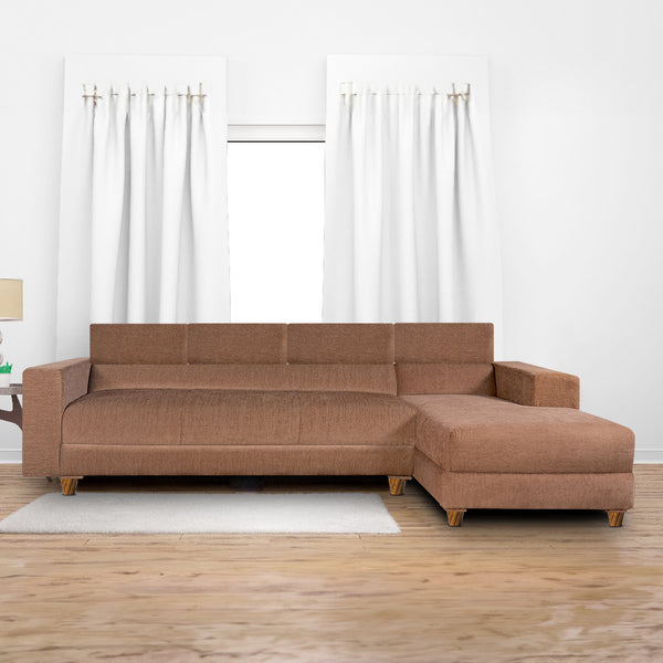 Berlin 6 Seater Sofa Right Corner ( Premium Molfino Fabric- Beige )
