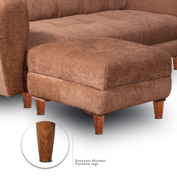 Milan 4 Seater with Ottoman- ( Premium Molfino Fabric- Beige )