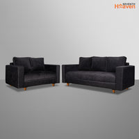 rio 5 seater sofa set chenille molfino fabric finish color black style 3 2