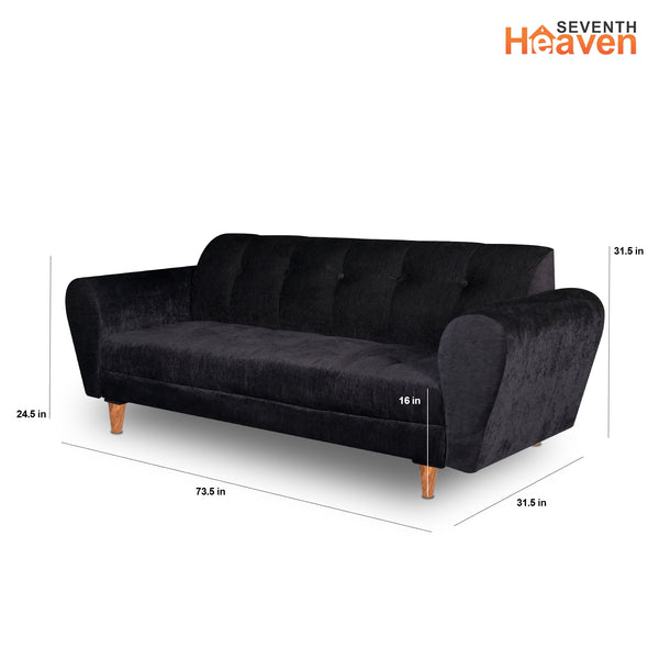 Milan (3+1+1) Seater Sofa - ( Premium Molfino Fabric- Black )