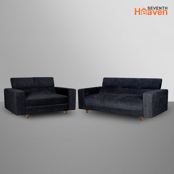 Berlin (3+2) Seater Sofa- ( Premium Molfino Fabric- Black )