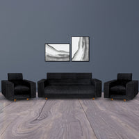 berlin 5 seater sofa set chenille molfino fabric finish color black style 3 1 1