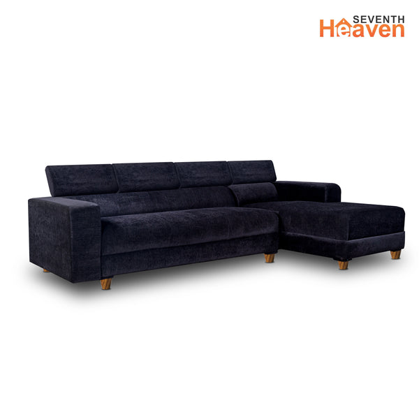 Berlin 6 Seater Sofa Right Corner- ( Premium Molfino Fabric- Black )