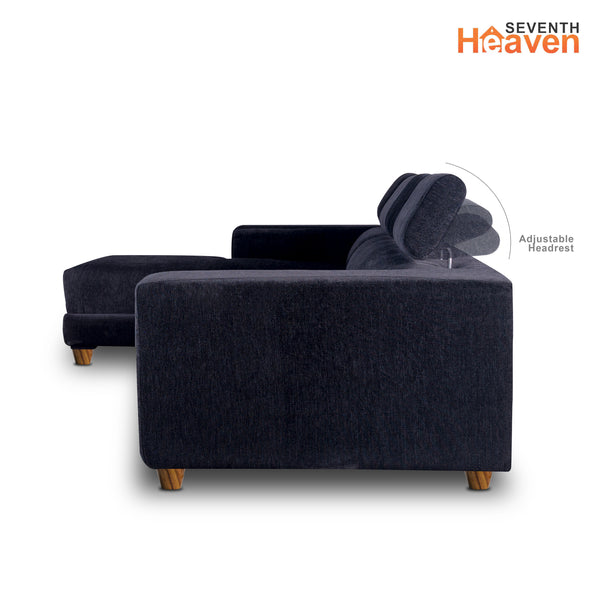 Berlin 6 Seater Sofa Right Corner- ( Premium Molfino Fabric- Black )