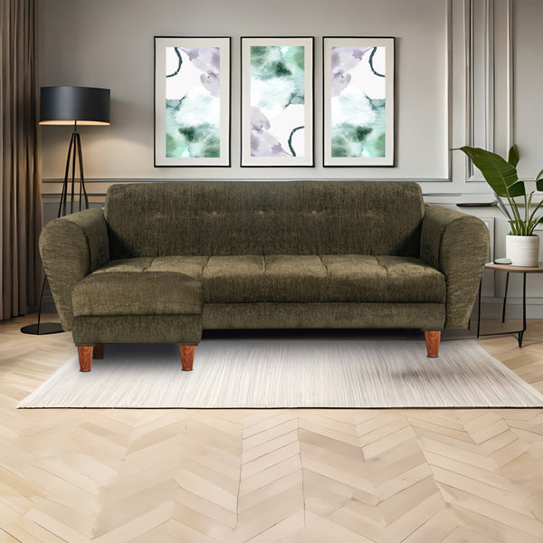 Milan 4 Seater with Ottoman- ( Premium Molfino Fabric- Green )