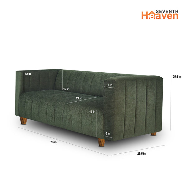 Tokyo 3 Seater Sofa - ( Premium Molfino Fabric- Green )