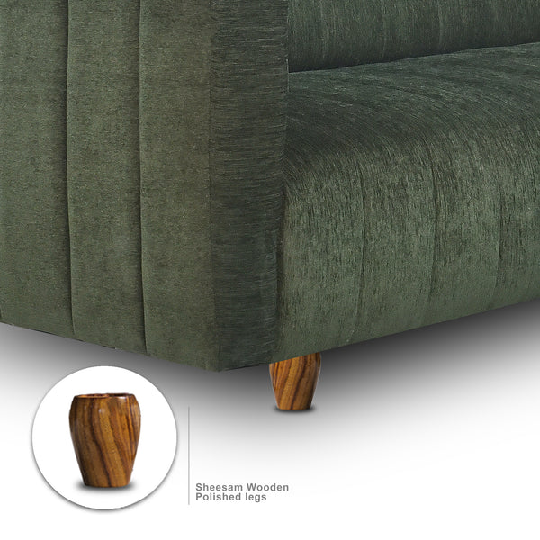 Tokyo 3 Seater Sofa - ( Premium Molfino Fabric- Green )