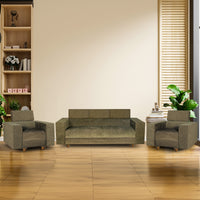berlin 5 seater sofa set chenille molfino fabric finish color green style 3 1 2
