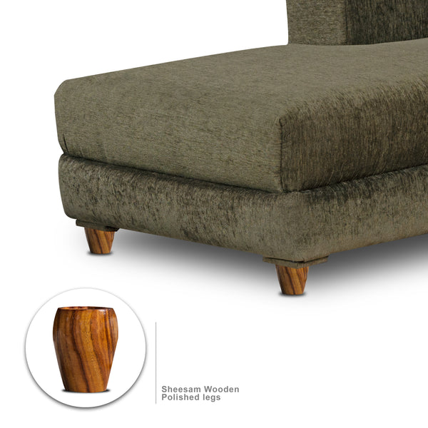 Berlin 6 Seater Sofa Right Corner- ( Premium Molfino Fabric- Green )