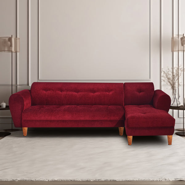 Milan 6 Seater Sofa Right Corner- ( Premium Molfino Fabric- Maroon )