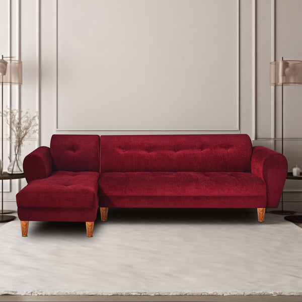 Milan 6 Seater Sofa Left Corner- ( Premium Molfino Fabric- Maroon )
