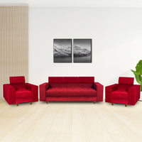 berlin 5 seater sofa set chenille molfino fabric finish color maroon style 3 1 1