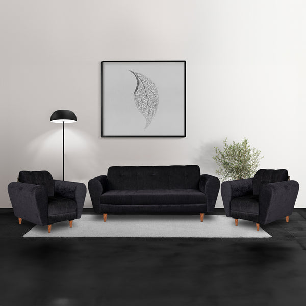 Milan (3+1+1) Seater Sofa - ( Premium Molfino Fabric- Black )