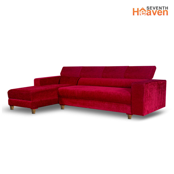 Berlin 6 Seater Sofa Left Corner- ( Premium Molfino Fabric- Maroon )