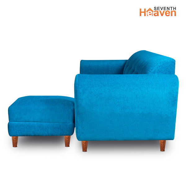 Milan 4 Seater with Ottoman- ( Premium Molfino Fabric- Sky Blue )