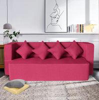 flipper x sofa cum bed 4 seater plain cushion jute fabric dark grey copy
