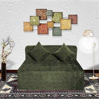 emerald green morphino fabric 6 4 sofa cum bed with 2 cushion