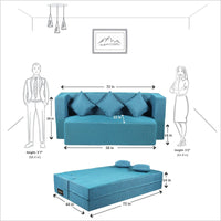 cover of blue jute fabric flipperx sofa cum bed