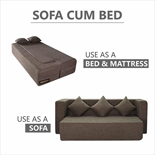 Flipper X Sofa Cum Bed - 3 Seater, Plain Cushion ( Jute Fabric, Brown )