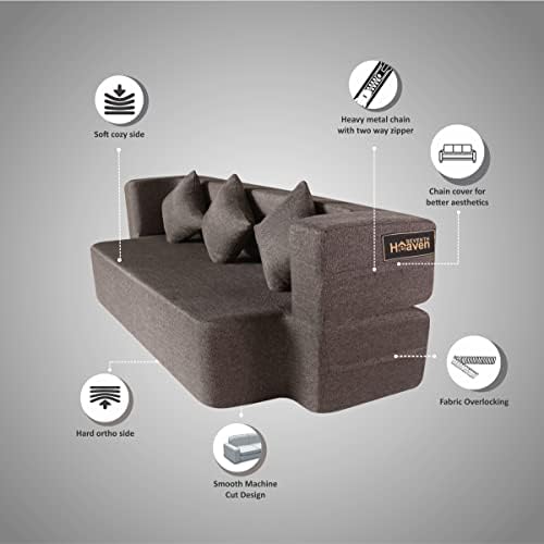 Flipper X Sofa Cum Bed - 3 Seater, Plain Cushion ( Jute Fabric, Brown )
