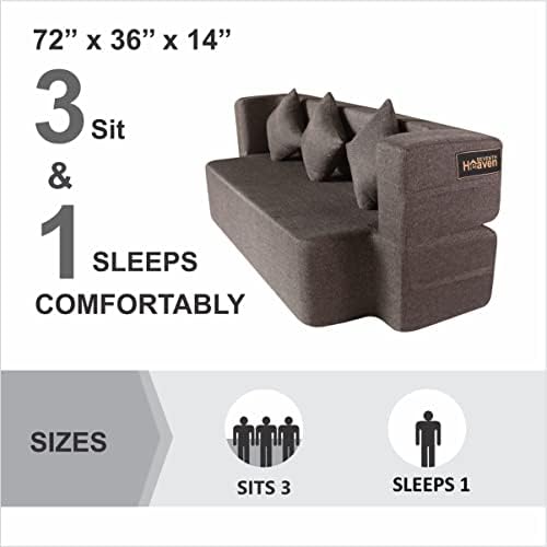 Flipper X Sofa Cum Bed - 3 Seater, Plain Cushion ( Jute Fabric, Brown )