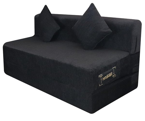 Rejoice Sofa Cum Bed - 3 Seater, Plain Cushion ( Premium Molfino Fabric, Black )