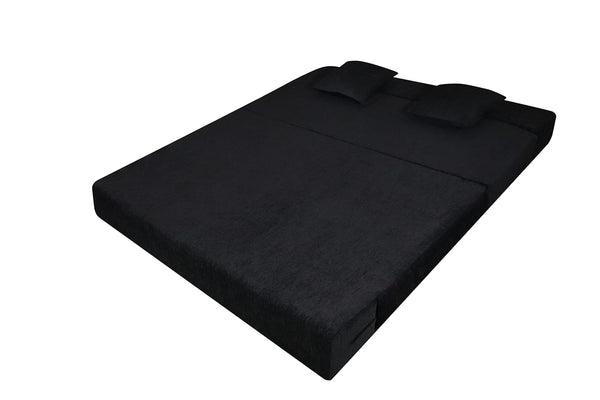 Rejoice Sofa Cum Bed - 3 Seater, Plain Cushion ( Premium Molfino Fabric, Black )